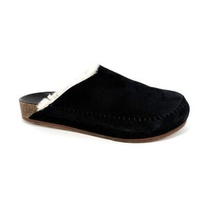 Jenni Kayne Shearling-Lined Moc Clogs Womens Size EU 39 US 9 Black Suede